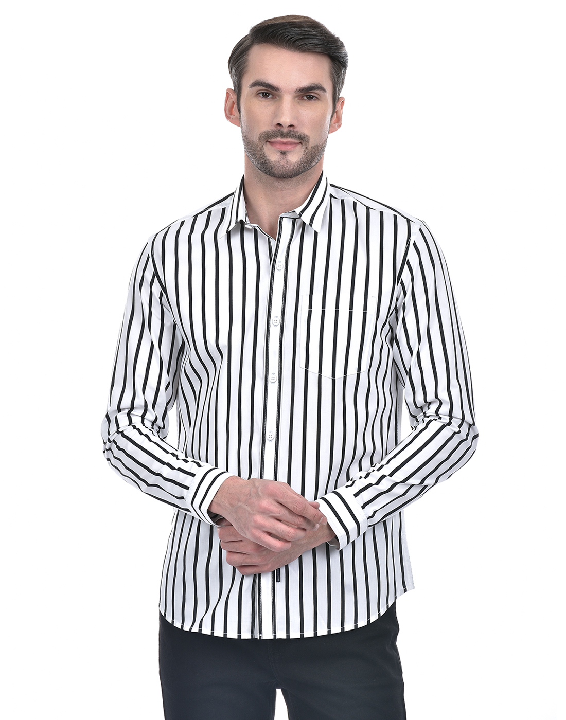Numero Uno Men Striped White Shirt